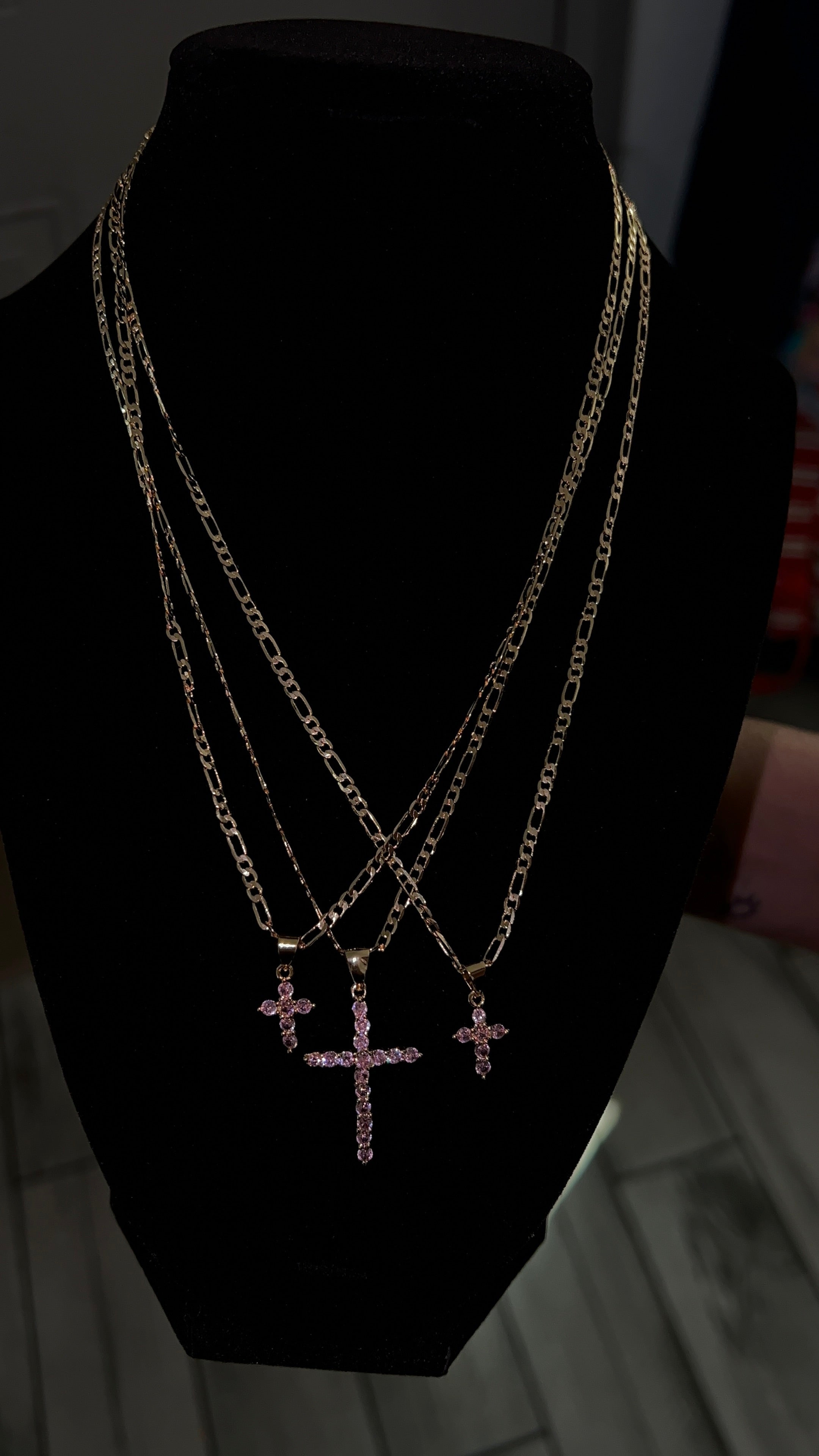 Small Pink Diamond Cross